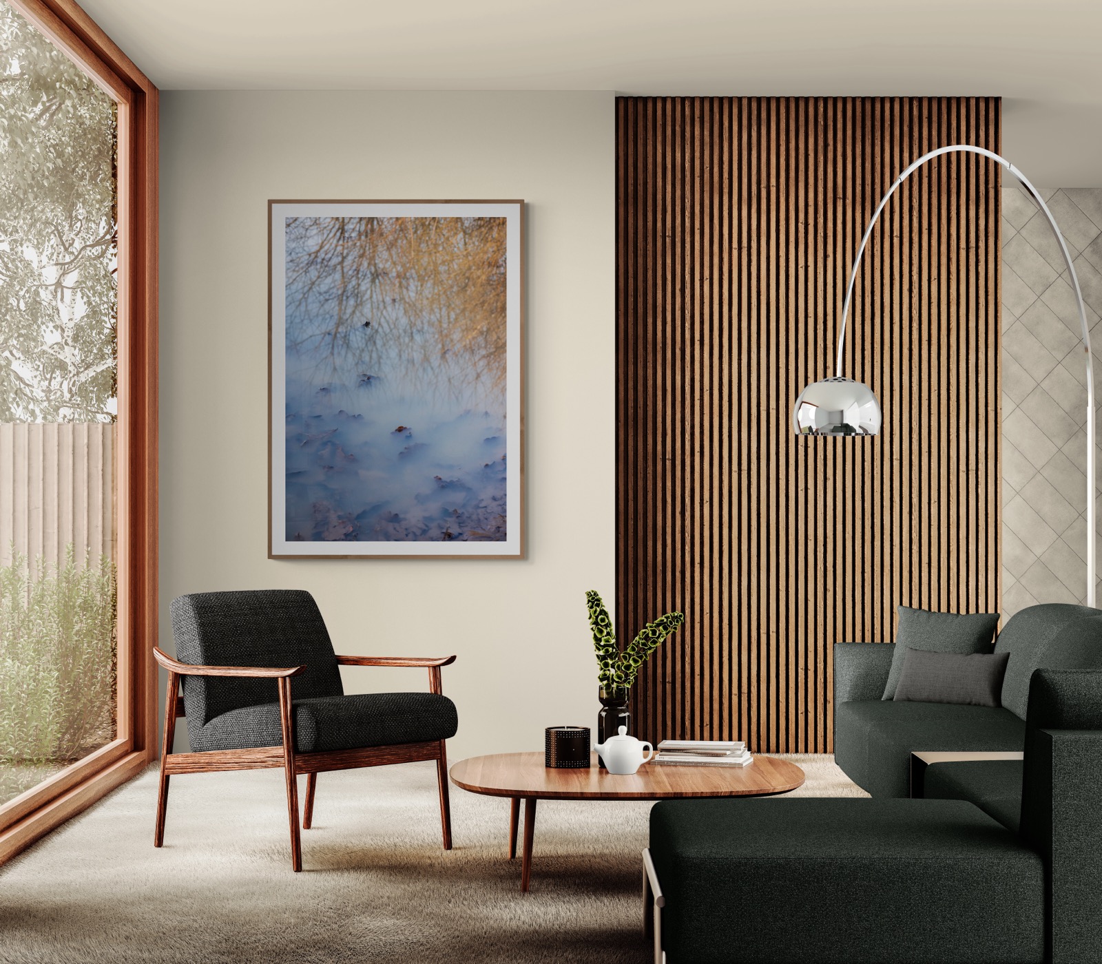 Wohnraum mit gerahmten Prints — Showroom-Beispiel ohla//studio